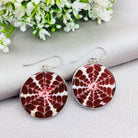 Hepburn and Hughes Seashell Earrings, Burgundy Circle Troca in Sterling Silver