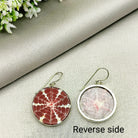 Hepburn and Hughes Seashell Earrings, Burgundy Circle Troca in Sterling Silver
