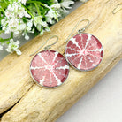 Hepburn and Hughes Seashell Earrings, Burgundy Circle Troca in Sterling Silver