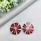 Hepburn and Hughes Seashell Earrings, Burgundy Circle Troca in Sterling Silver