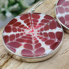 Hepburn and Hughes Seashell Earrings, Burgundy Circle Troca in Sterling Silver
