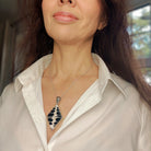 Hepburn and Hughes Seashell Pendant, Black medium diamond troca in Sterling Silver