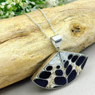 Hepburn and Hughes Seashell Pendant, Black Medium Fan Troca in Sterling Silver