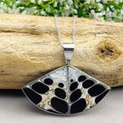 Hepburn and Hughes Seashell Pendant, Black Medium Fan Troca in Sterling Silver
