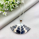 Hepburn and Hughes Seashell Pendant, Black Medium Fan Troca in Sterling Silver