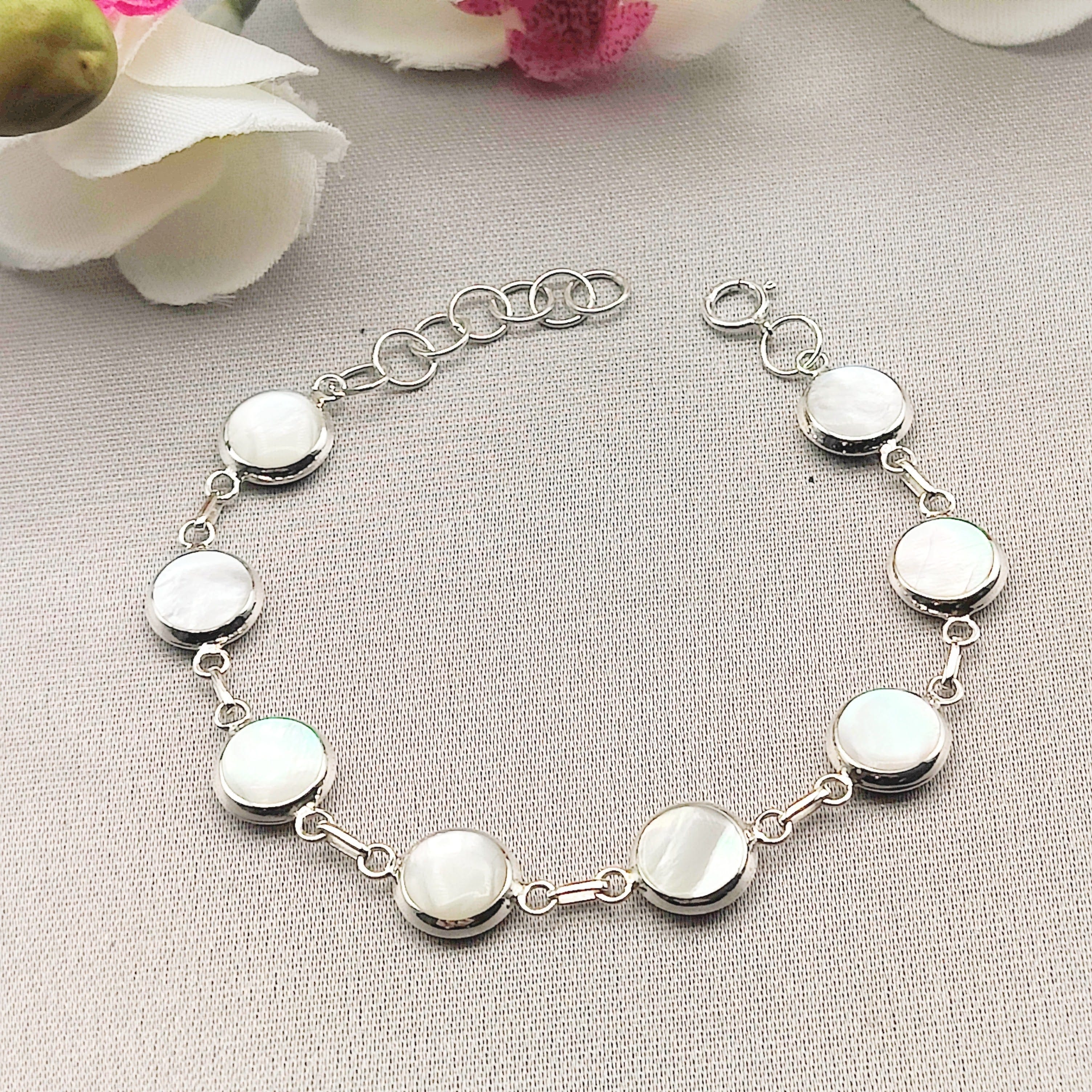 Hepburn and Hughes Shiva Eye Shell Bracelet | Multi Stones | Double Sided | Sterling silver