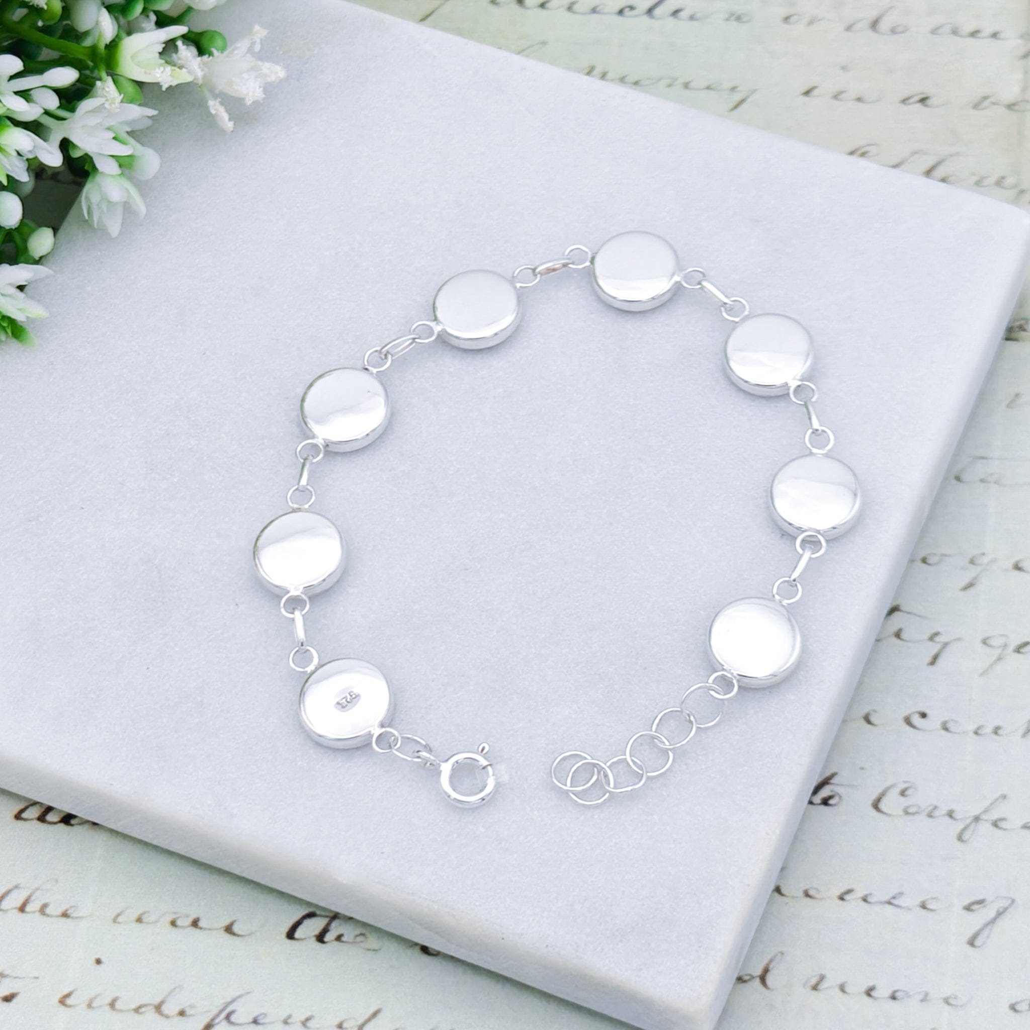 Hepburn and Hughes Shiva Eye Shell Bracelet | With 8 Stones, Reversible | Sterling silver