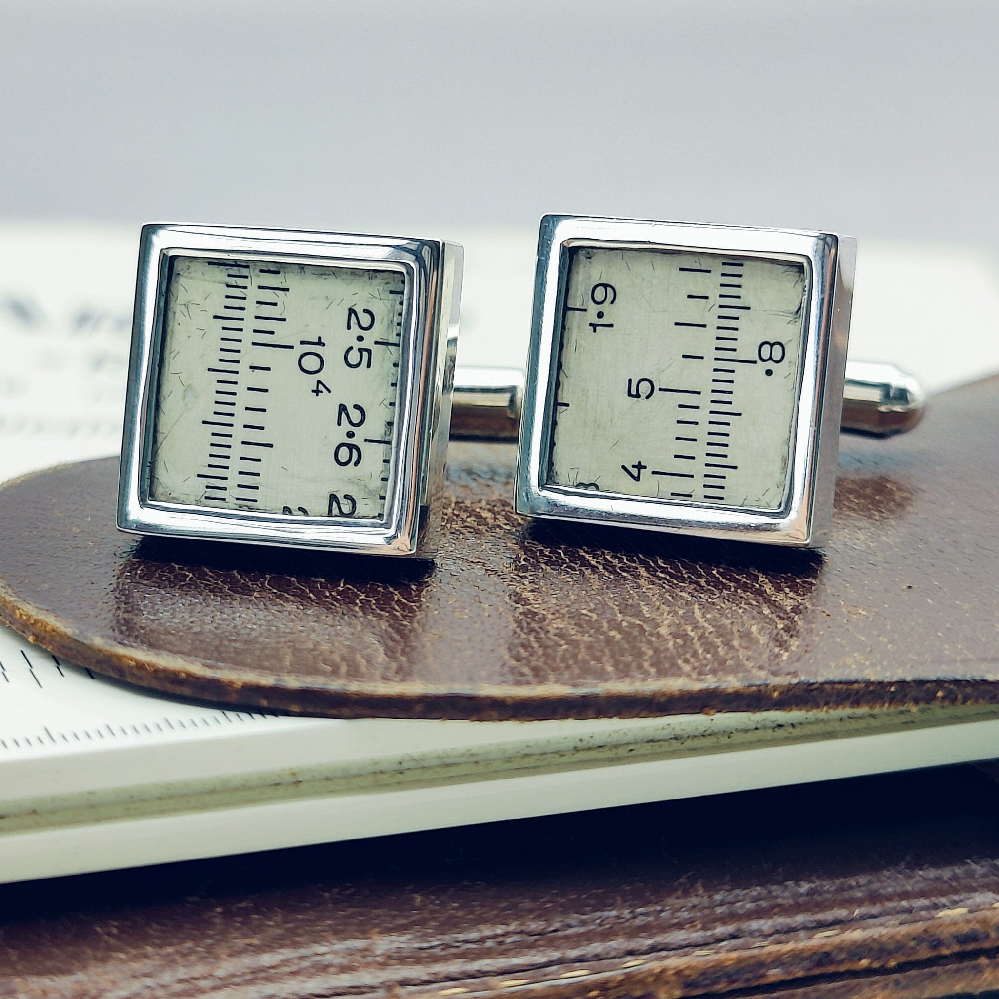 Hepburn and Hughes Slide Rule Cufflinks | Maths Gift Cuff Links | Sterling Silver