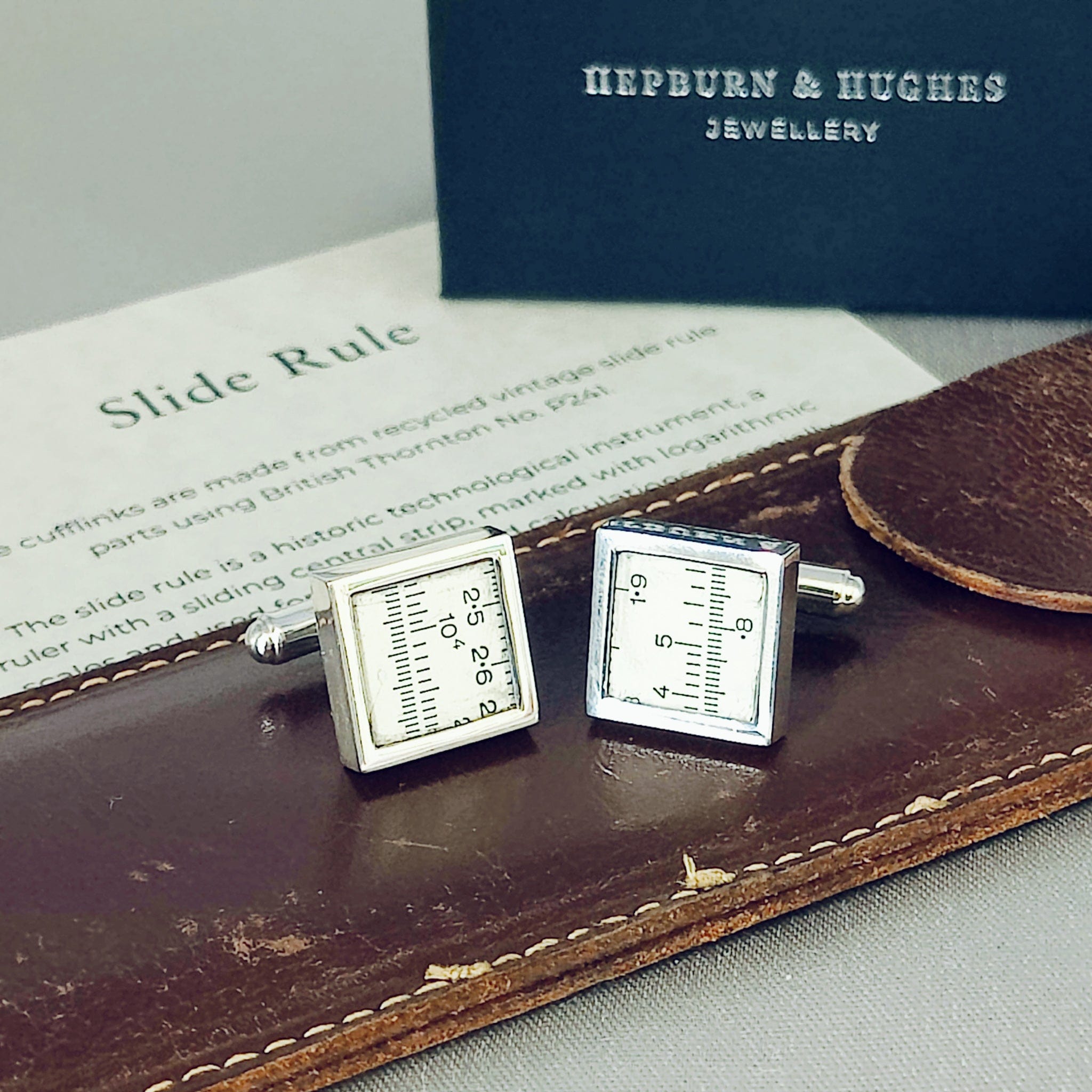 Hepburn and Hughes Slide Rule Cufflinks | Maths Gift Cuff Links | Sterling Silver