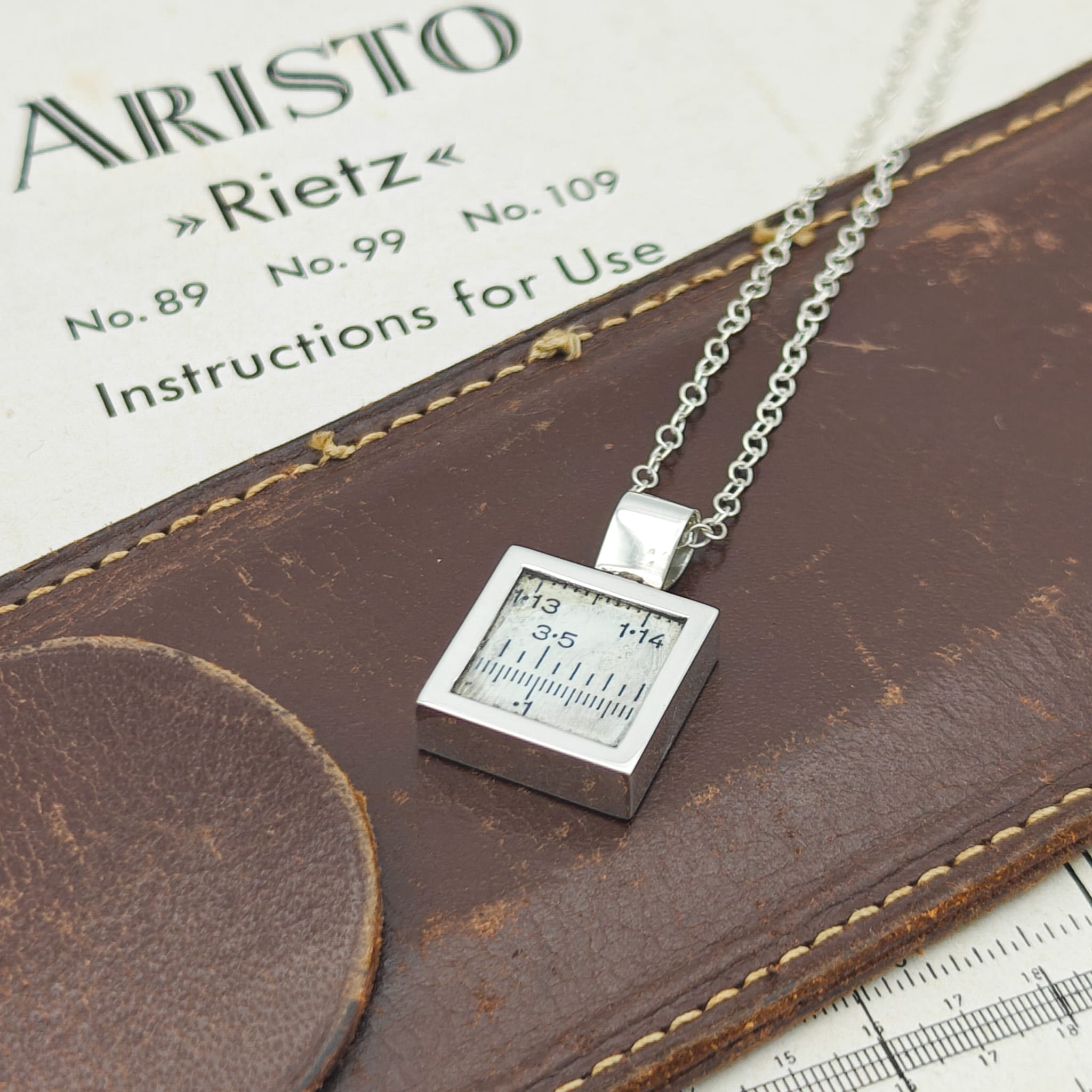 Hepburn and Hughes Slide Rule Pendant | Maths and Science Gift | Sterling Silver