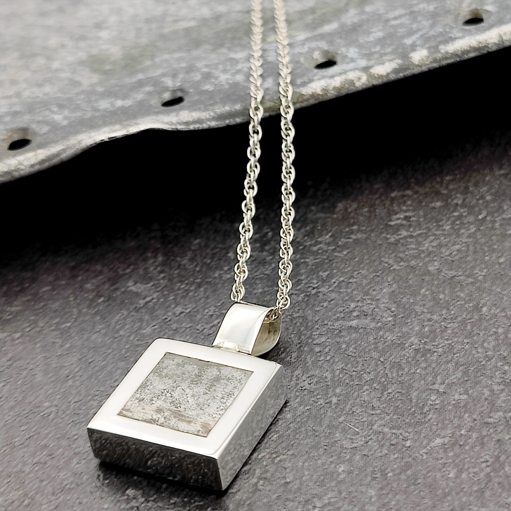 Hepburn and Hughes Spitfire Pendant in Sterling Silver | Made with Original Fuselage | Square or Rectangle