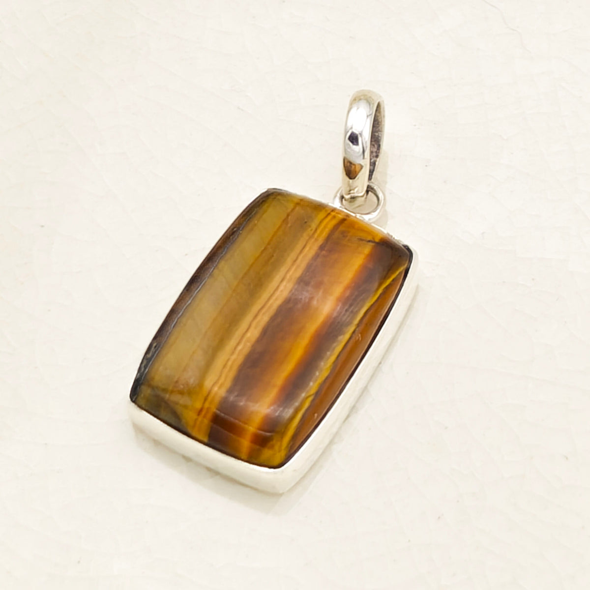 Hepburn and Hughes Tiger's Eye Gemstone Pendant | Alternate November Birthstone | Sterling Silver