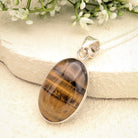 Hepburn and Hughes Tigers Eye Gemstone Pendant | Oval | June Birthstone | Sterling Silver