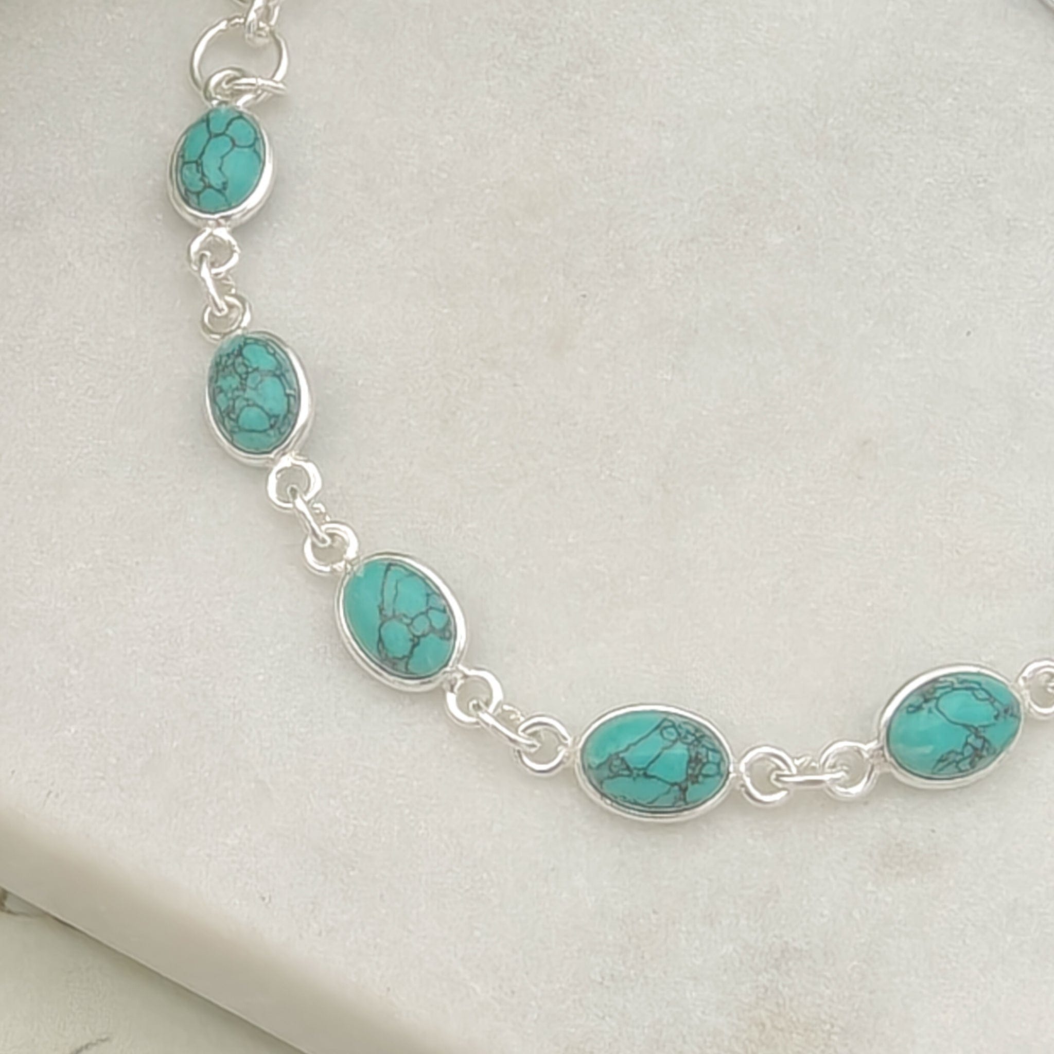 Hepburn and Hughes Turquoise Bracelet with 10 Gemstones in Sterling Silver| December Birthstone Gift