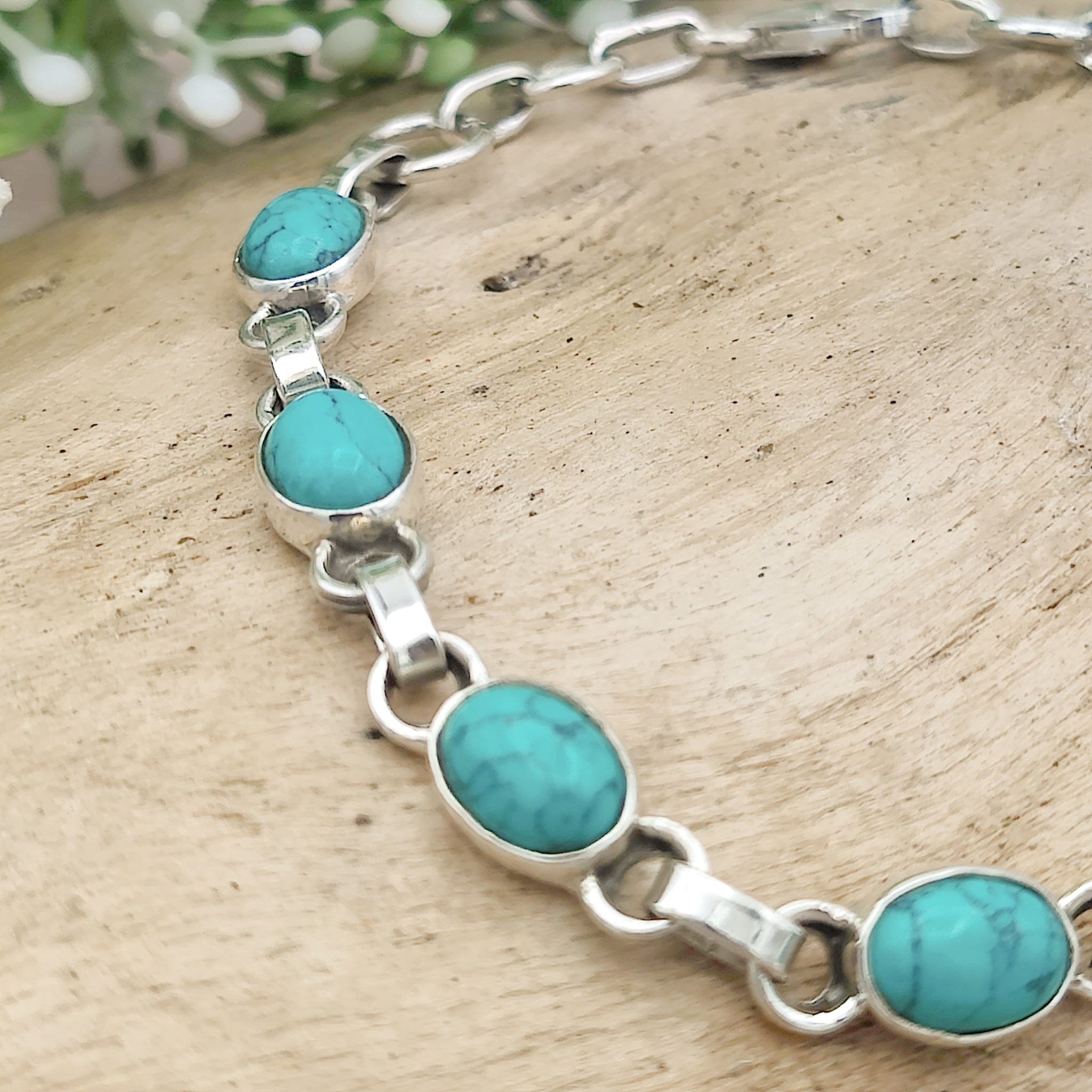 Hepburn and Hughes Turquoise Bracelet with 7 Gemstones | December Gift | Sterling Silver