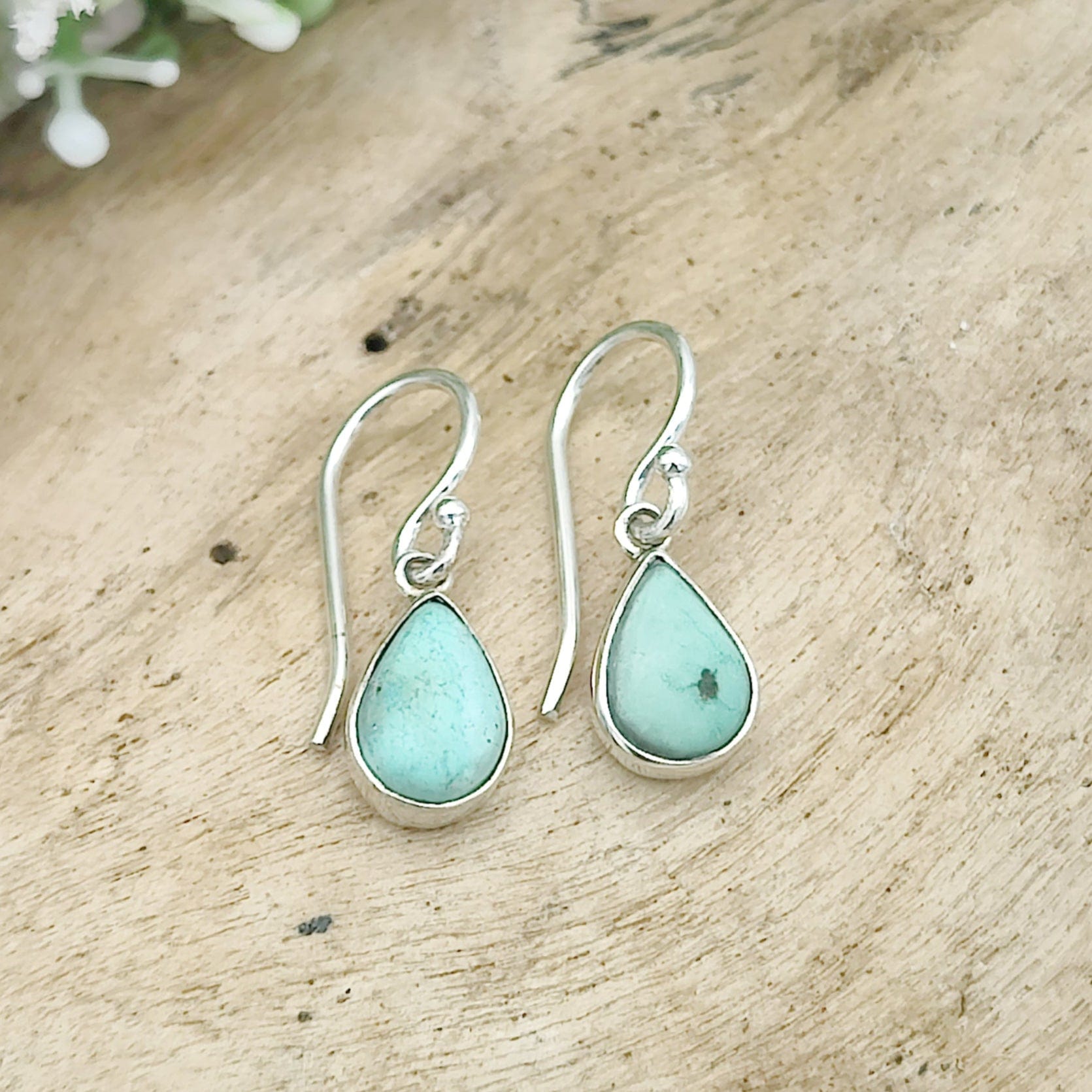 Hepburn and Hughes Turquoise Earrings | 9mm Teardrop | 11th Anniversary Gift | Sterling Silver