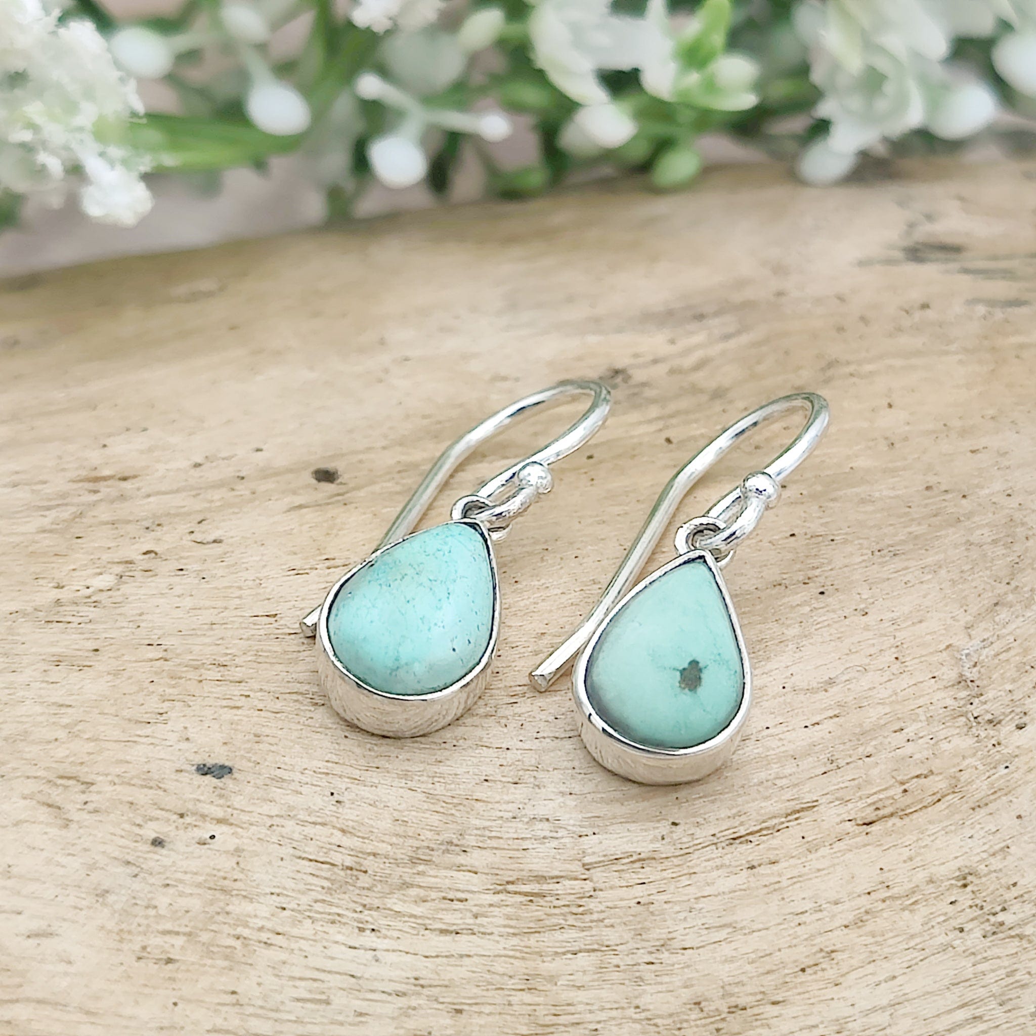 Hepburn and Hughes Turquoise Earrings | 9mm Teardrop | 11th Anniversary Gift | Sterling Silver