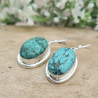Hepburn and Hughes Turquoise Earrings | Oval Blue Gemstones | December Birthstone | Sterling Silver