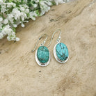 Hepburn and Hughes Turquoise Earrings | Oval Blue Gemstones | December Birthstone | Sterling Silver