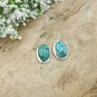 Hepburn and Hughes Turquoise Earrings | Oval Blue Gemstones | December Birthstone | Sterling Silver