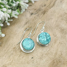 Hepburn and Hughes Turquoise Earrings | Round Stones with Ear Wire |  Sterling Silver