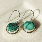 Hepburn and Hughes Turquoise Earrings | Round Stones with Ear Wire |  Sterling Silver