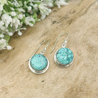 Hepburn and Hughes Turquoise Earrings | Round Stones with Ear Wire |  Sterling Silver