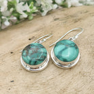 Hepburn and Hughes Turquoise Earrings | Round Stones with Ear Wire |  Sterling Silver