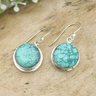 Hepburn and Hughes Turquoise Earrings | Round Stones with Ear Wire |  Sterling Silver