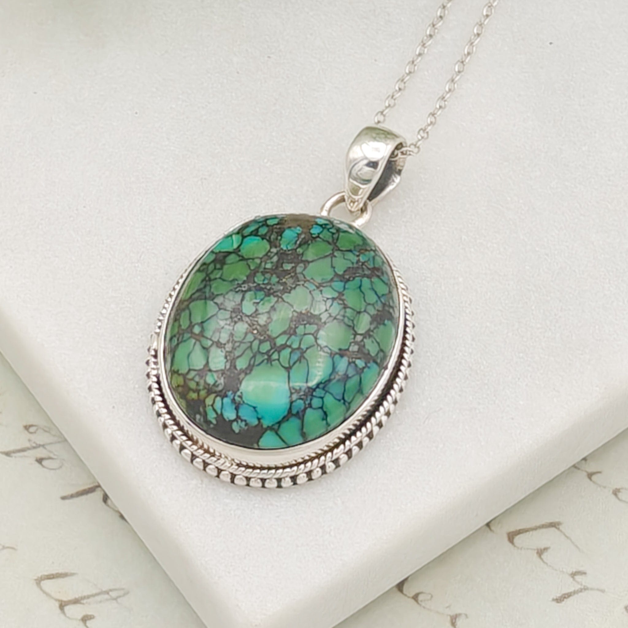 Hepburn and Hughes Turquoise Gemstone Pendant | December Gift | Sterling Silver