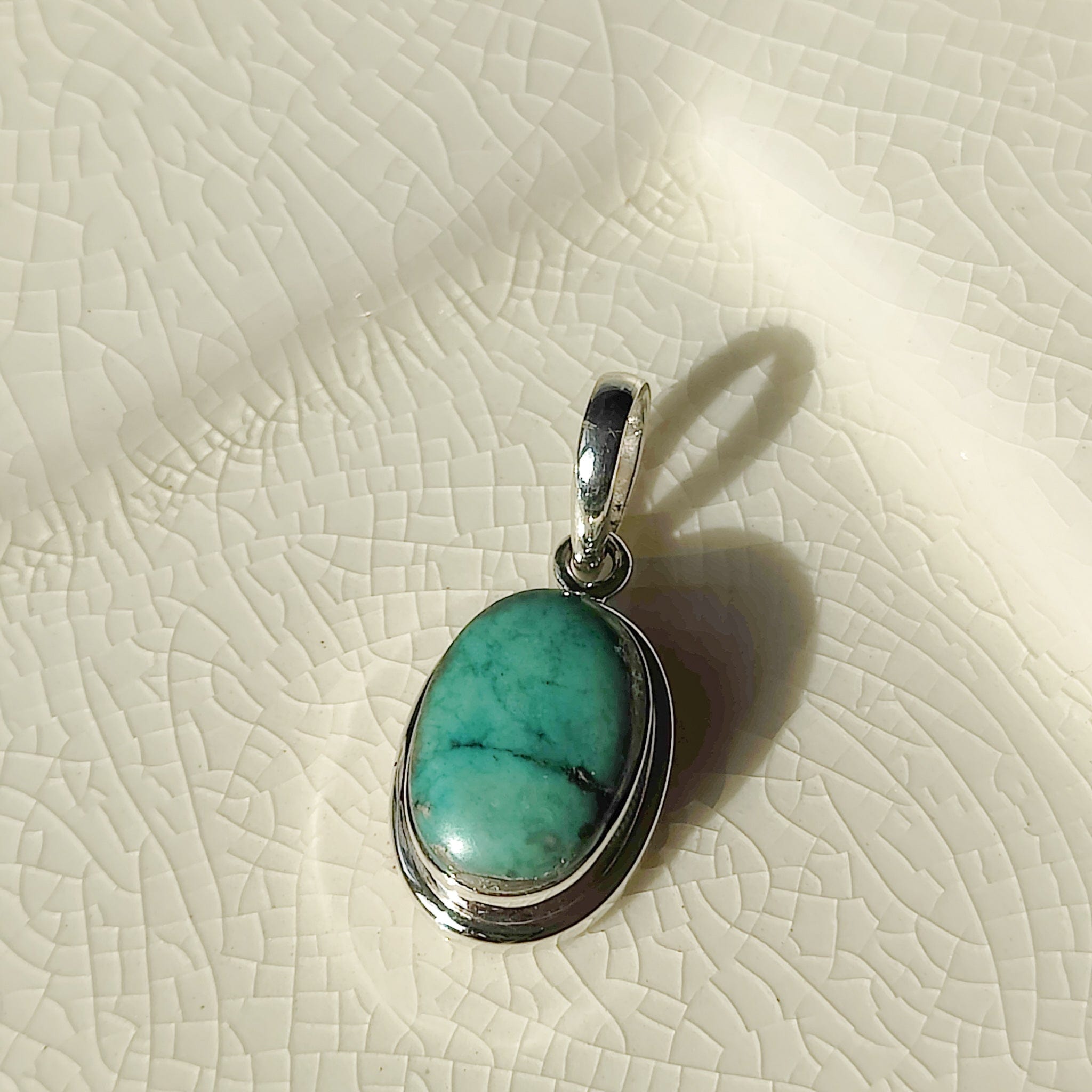Hepburn and Hughes Turquoise Oval Pendant | December birthstone necklace | Sterling Silver