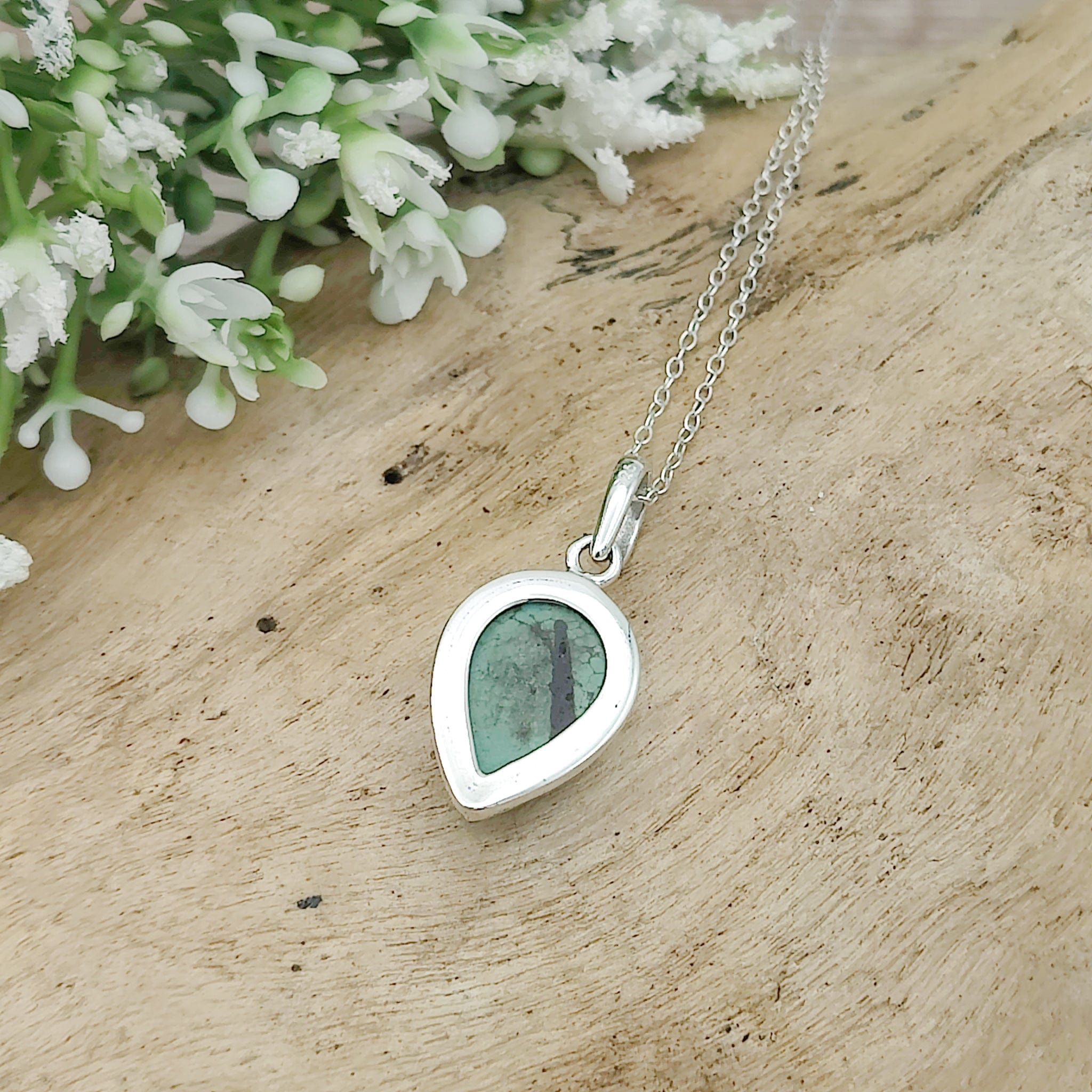 Hepburn and Hughes Turquoise Pendant | 15mm Teardrop | Birthstone Gift | Sterling Silver