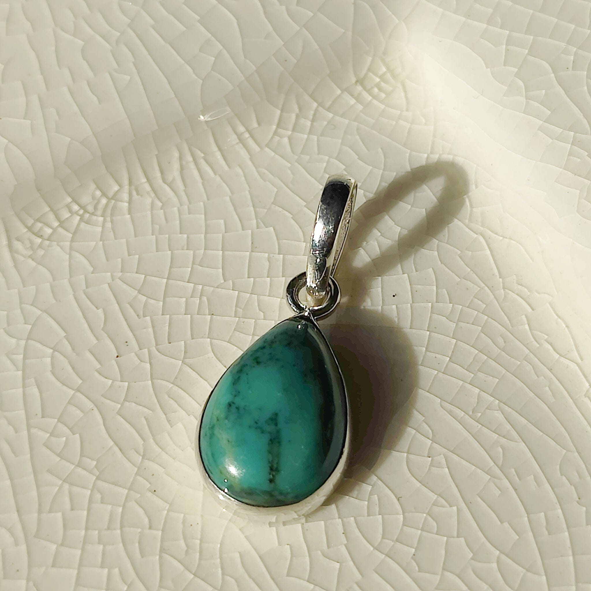 Hepburn and Hughes Turquoise Pendant | 15mm Teardrop | Birthstone Gift | Sterling Silver