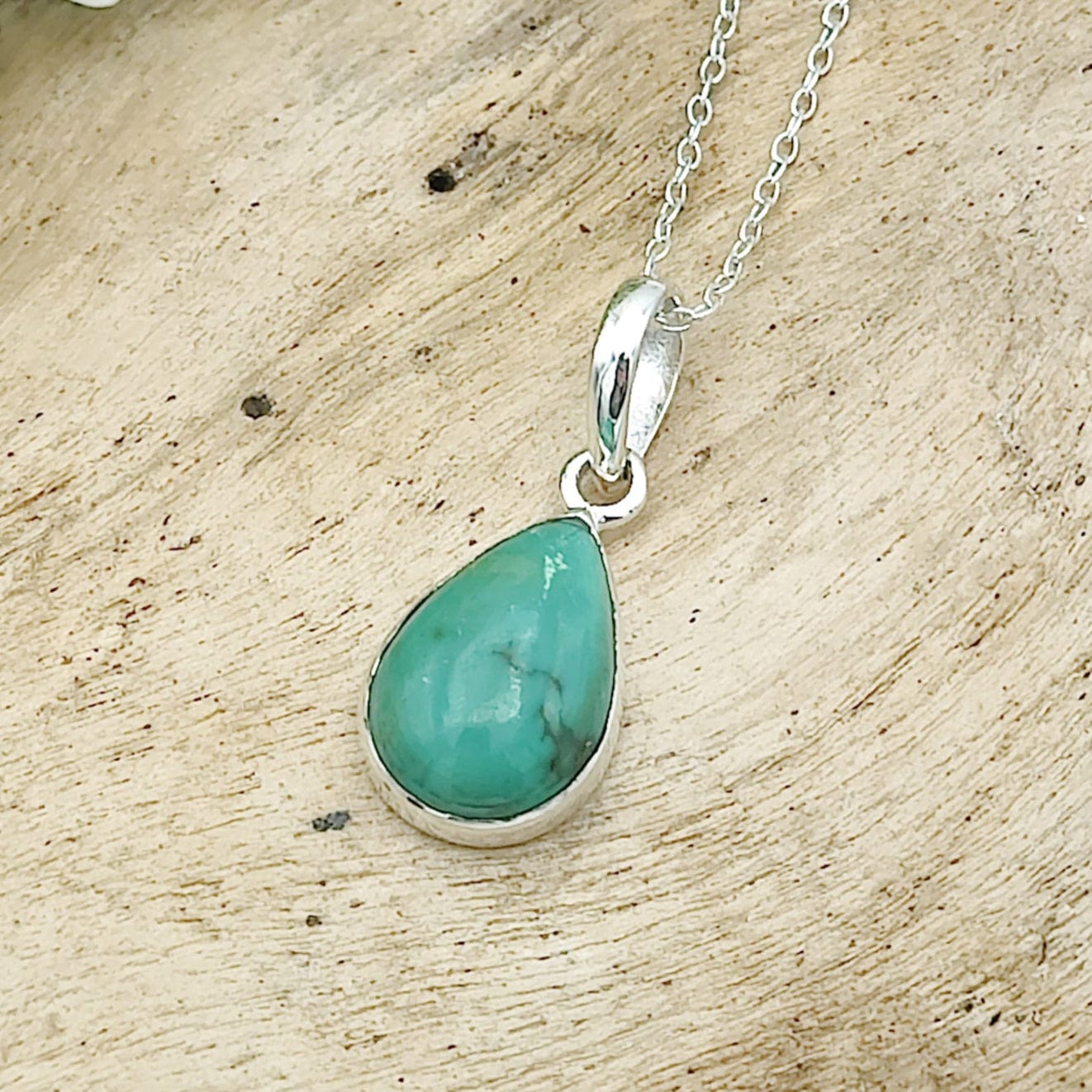 Hepburn and Hughes Turquoise Pendant | 15mm Teardrop | Birthstone Gift | Sterling Silver