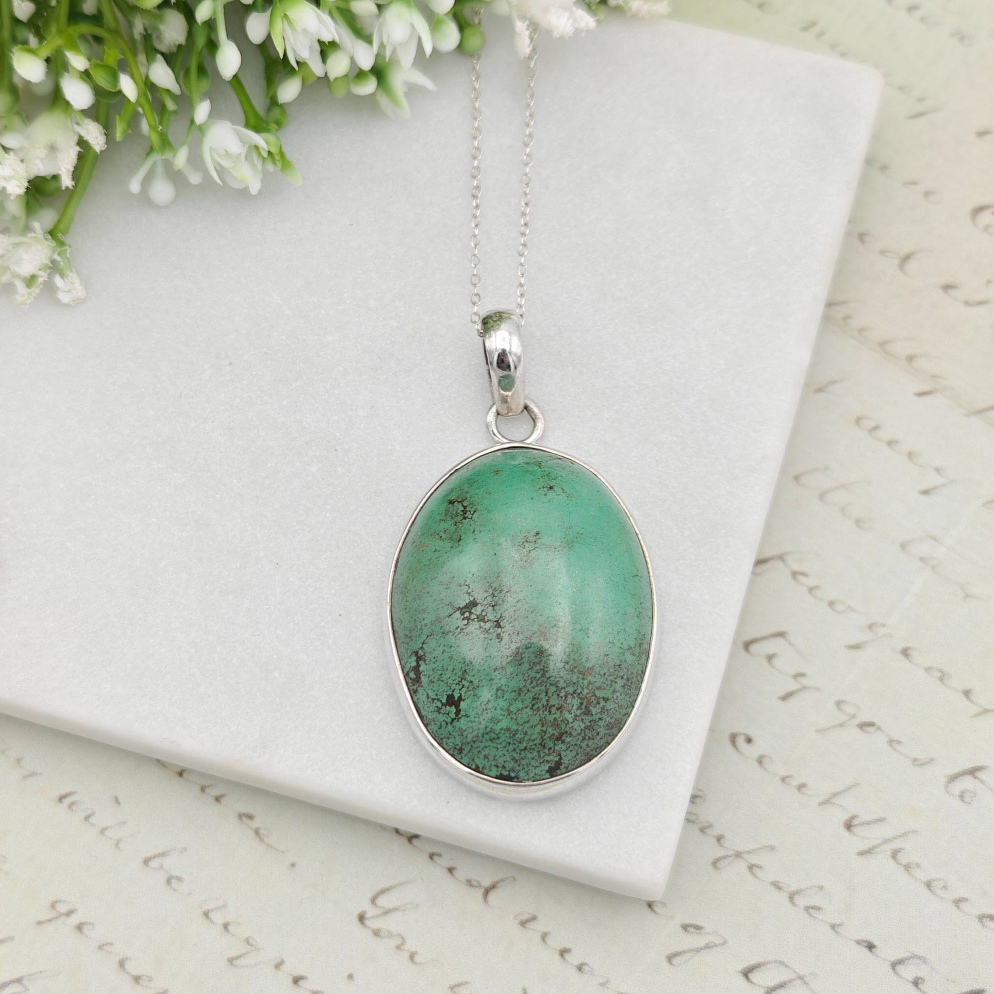 Hepburn and Hughes Turquoise Pendant | Blue gemstone necklace | Sterling Silver