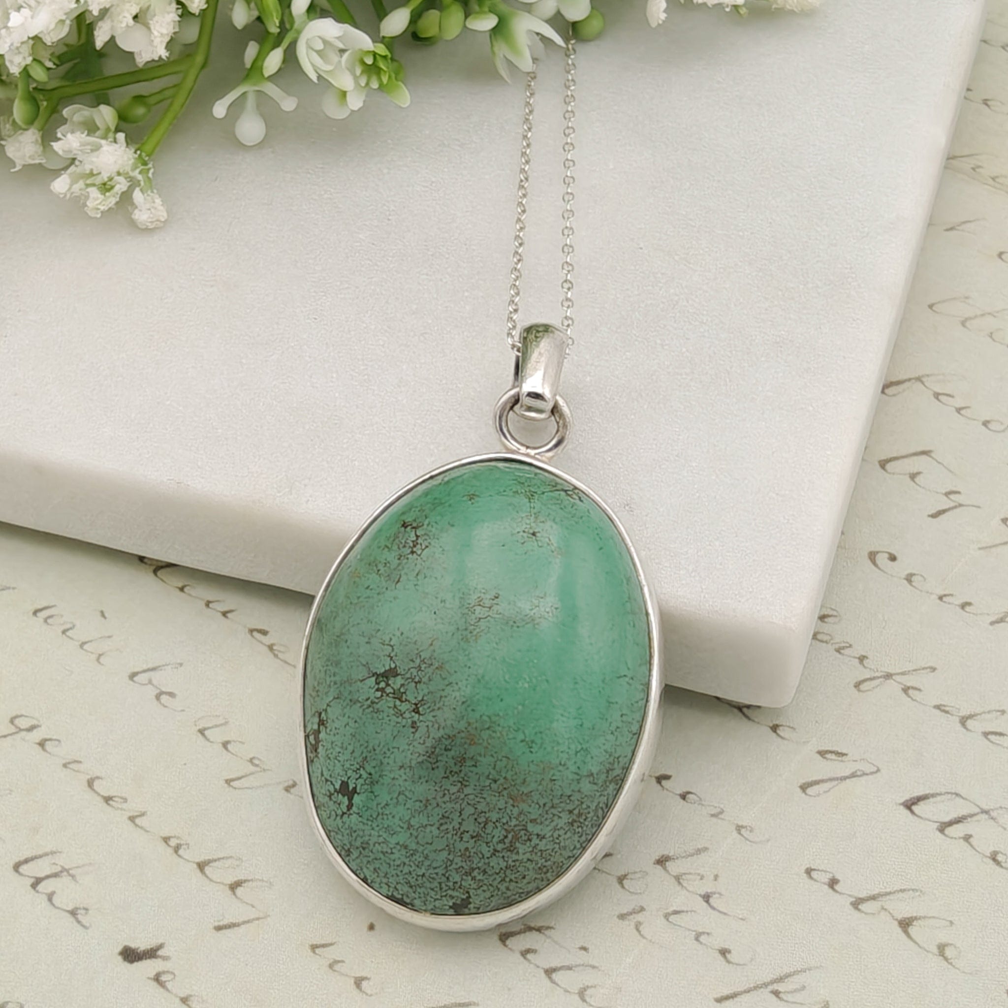 Hepburn and Hughes Turquoise Pendant | Blue gemstone necklace | Sterling Silver