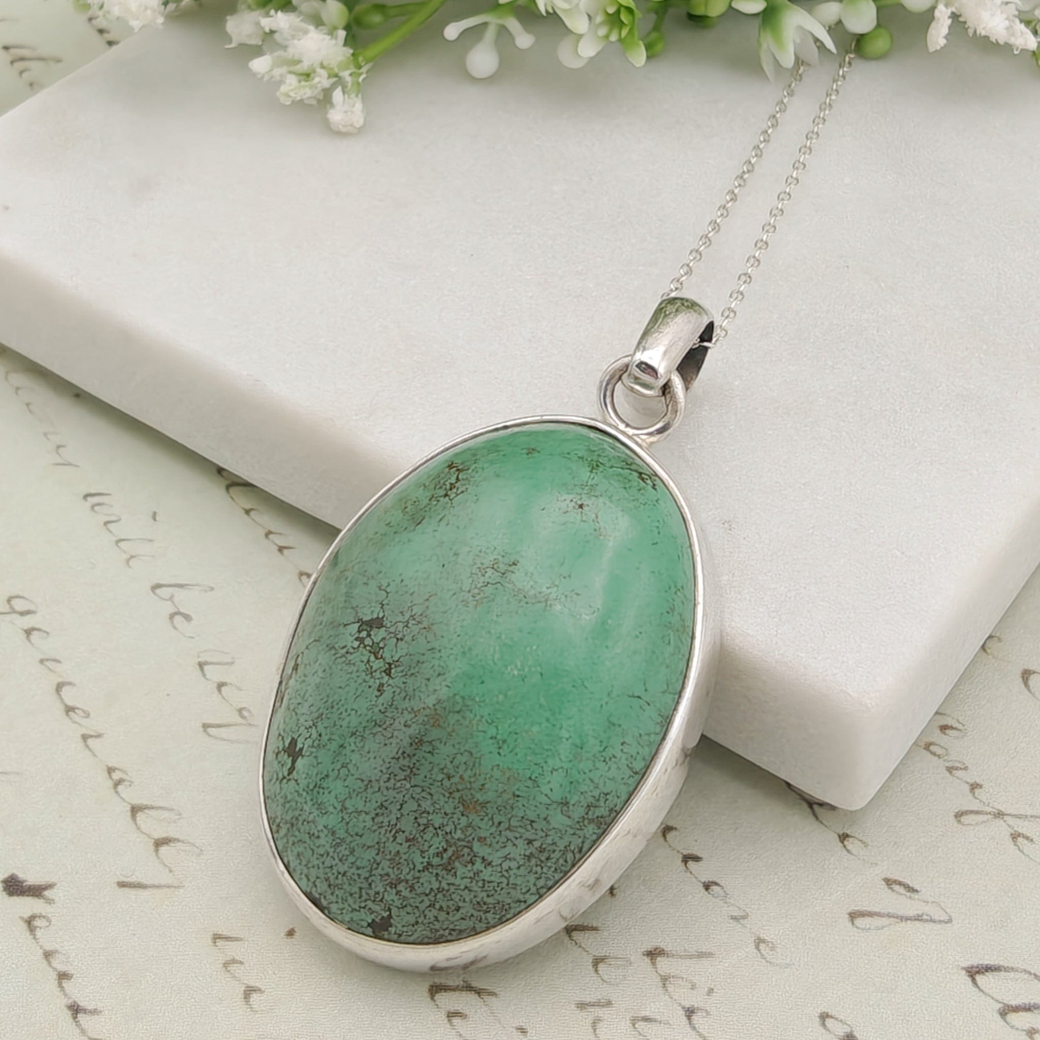 Hepburn and Hughes Turquoise Pendant | Blue gemstone necklace | Sterling Silver