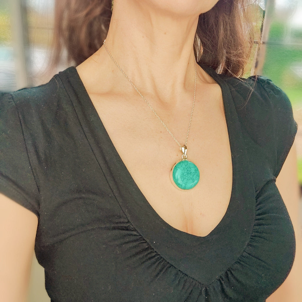 Hepburn and Hughes Turquoise Pendant | Blue gemstone necklace | Sterling Silver