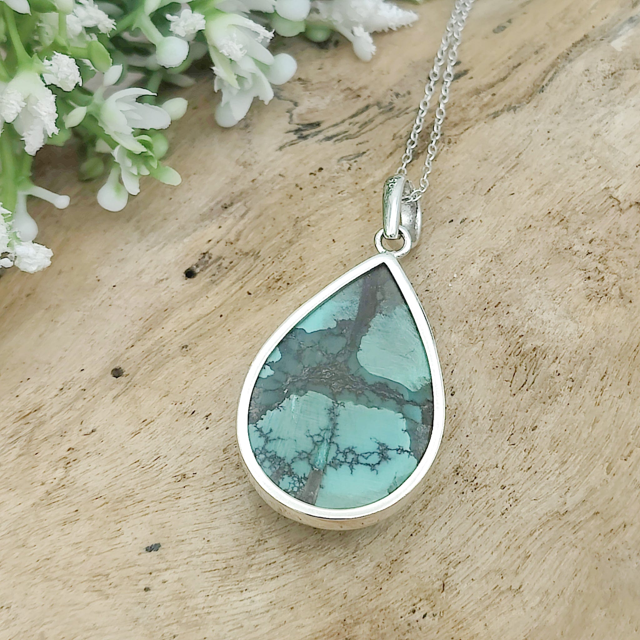 Hepburn and Hughes Turquoise Pendant | Teardrop Gemstone |Sterling Silver