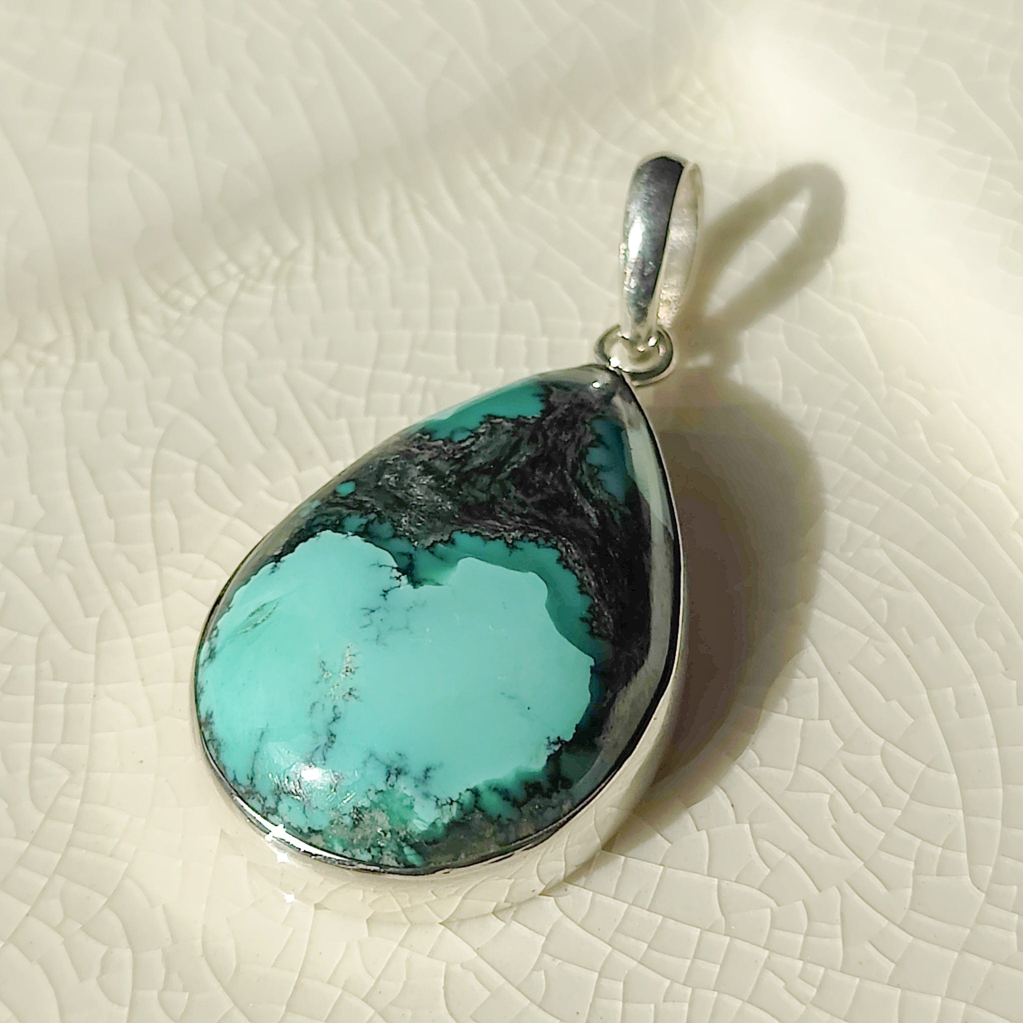 Hepburn and Hughes Turquoise Pendant | Teardrop Gemstone |Sterling Silver