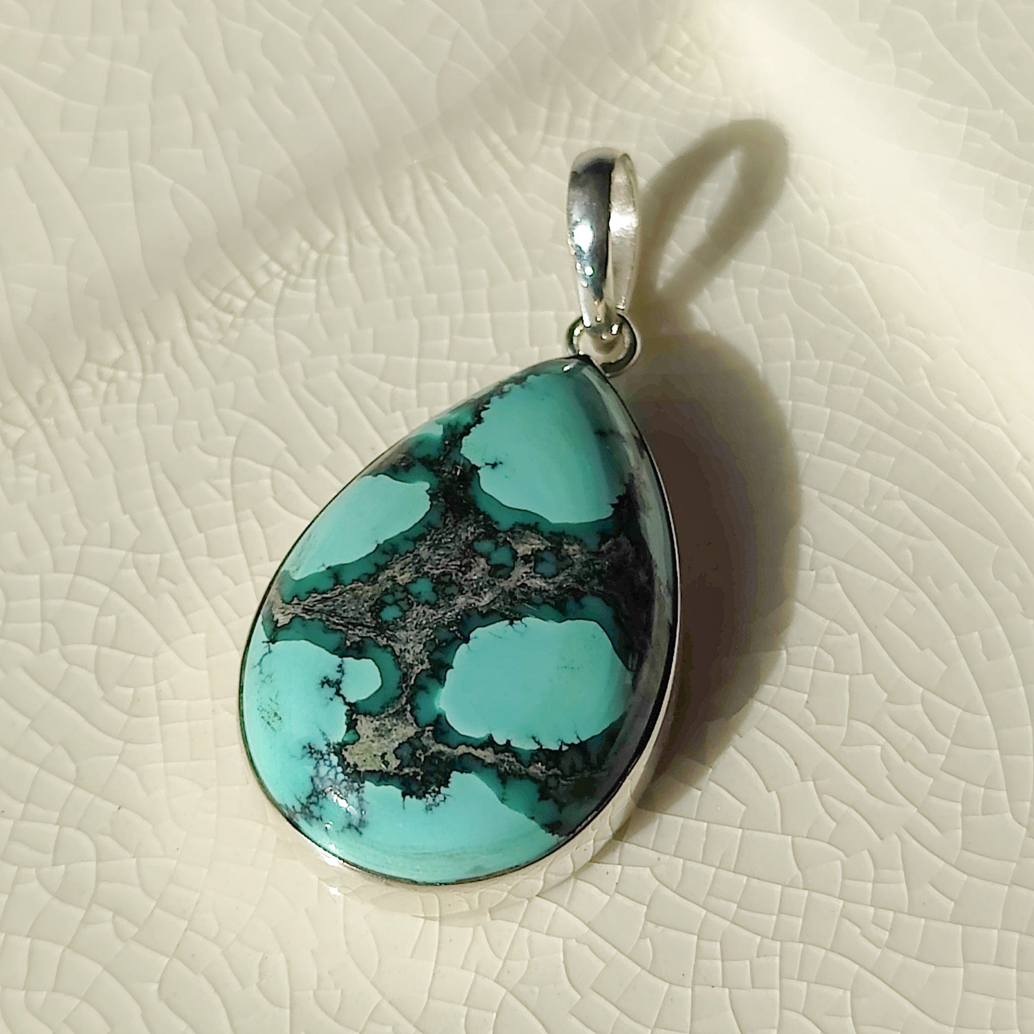 Hepburn and Hughes Turquoise Pendant | Teardrop Gemstone |Sterling Silver