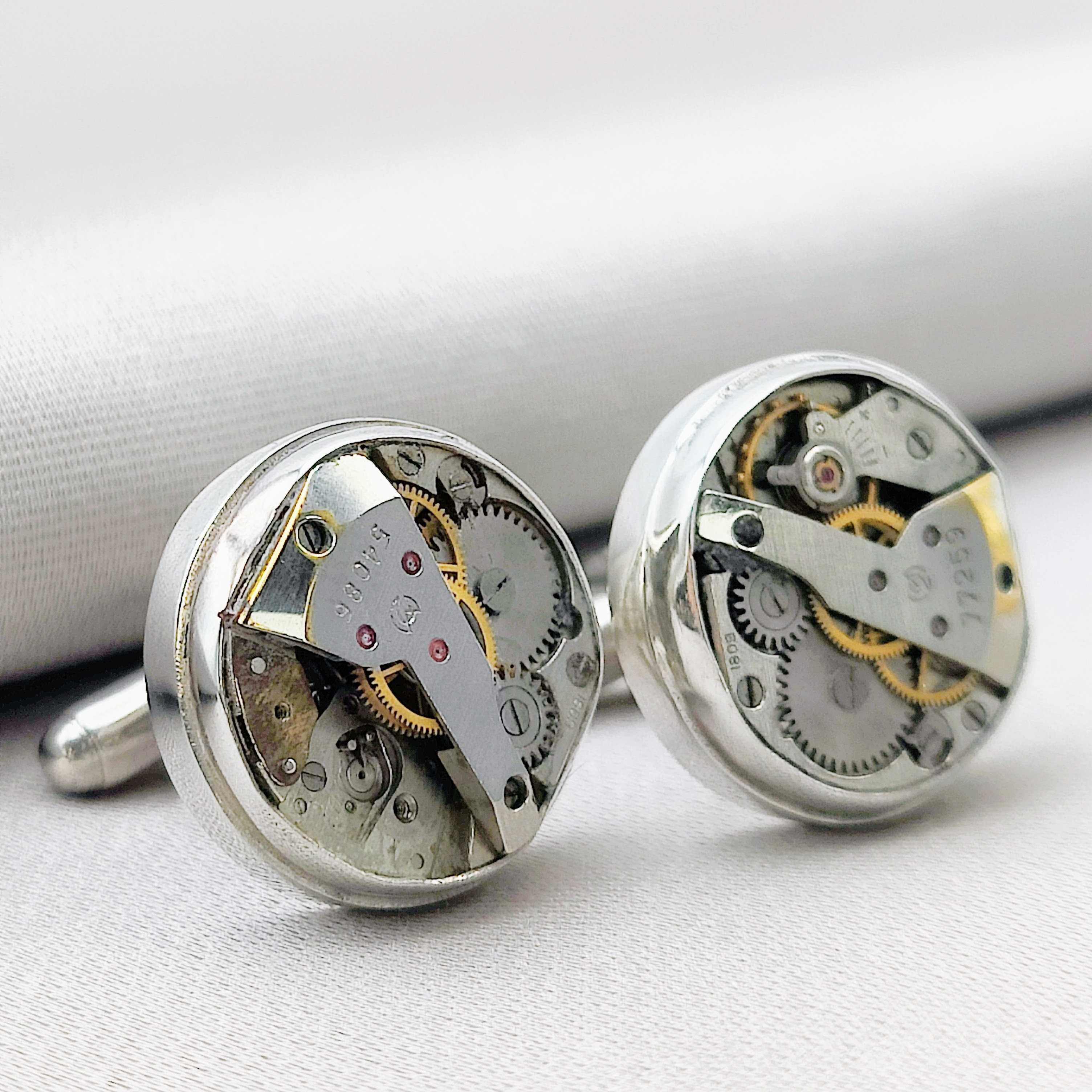 Hepburn and Hughes Vintage Watch Movement Cufflinks | Historical Cuff Links Gift | Sterling Silver