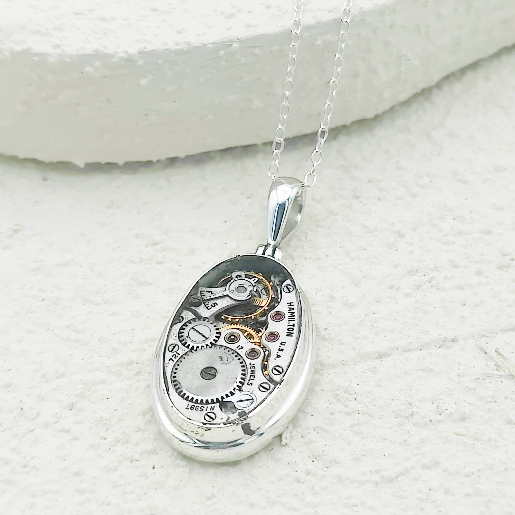 Hepburn & Hughes Vintage Watch Movement Pendant | Sterling Silver