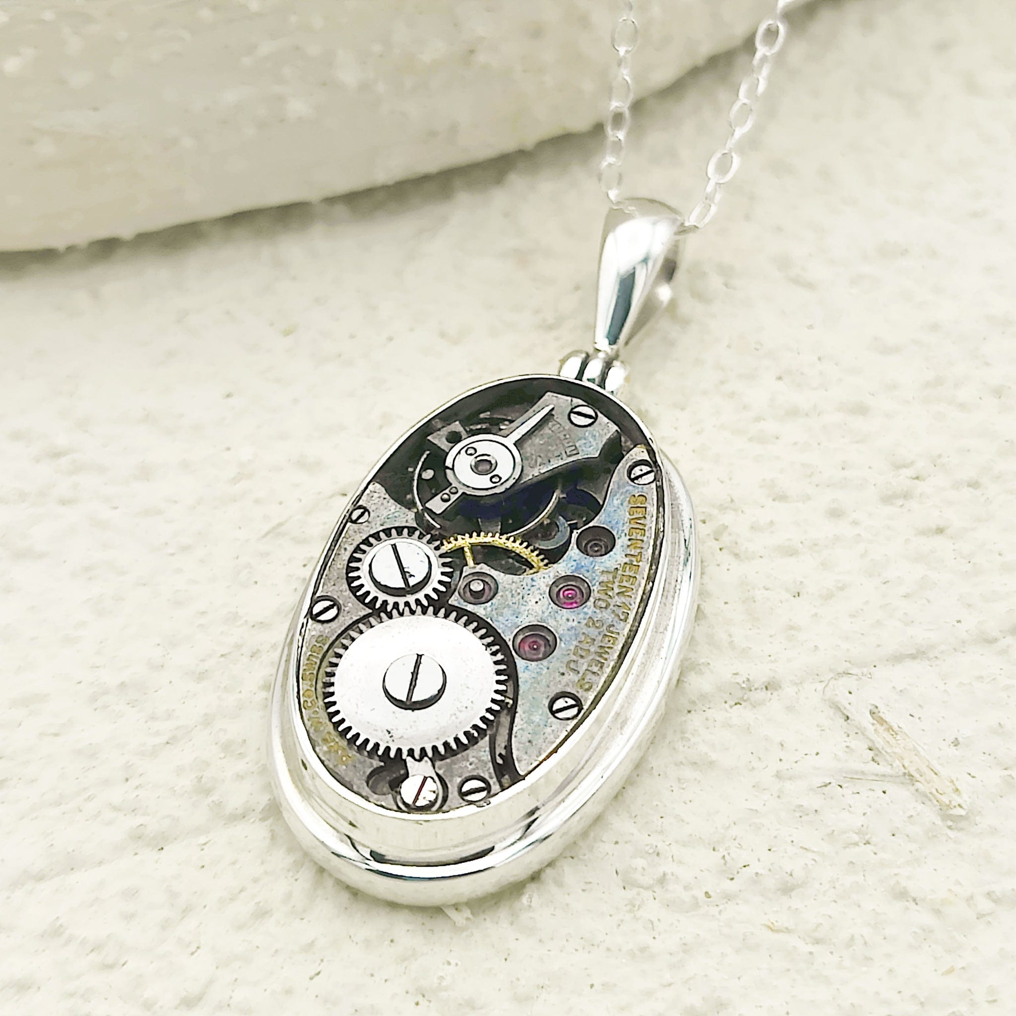 Hepburn & Hughes Vintage Watch Movement Pendant | Sterling Silver