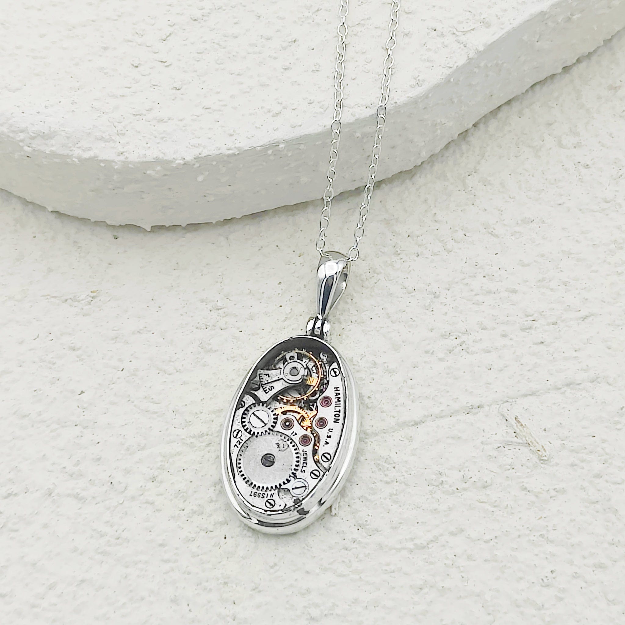 Hepburn & Hughes Vintage Watch Movement Pendant | Sterling Silver