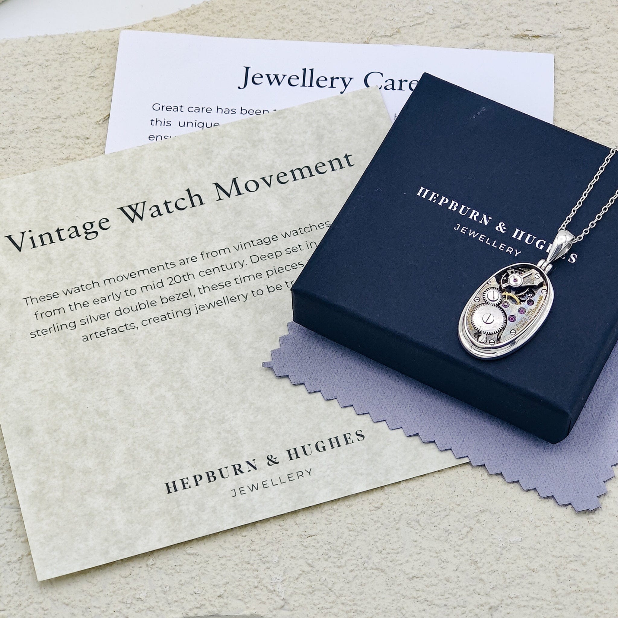 Hepburn & Hughes Vintage Watch Movement Pendant | Sterling Silver
