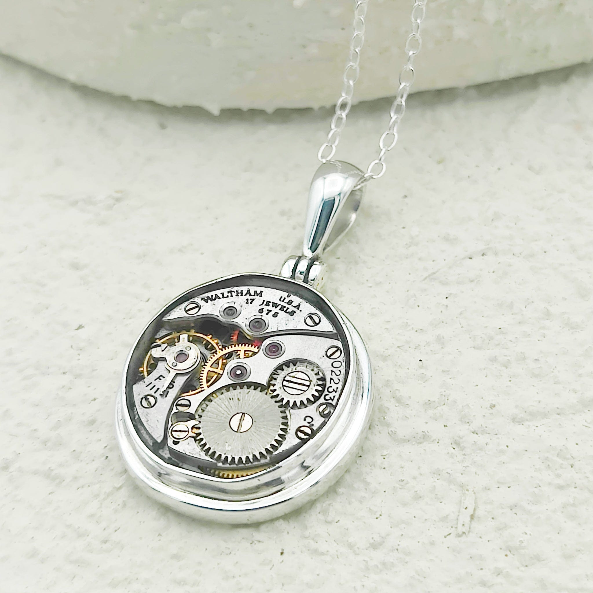 Hepburn & Hughes Vintage Watch Movement Pendant | Sterling Silver