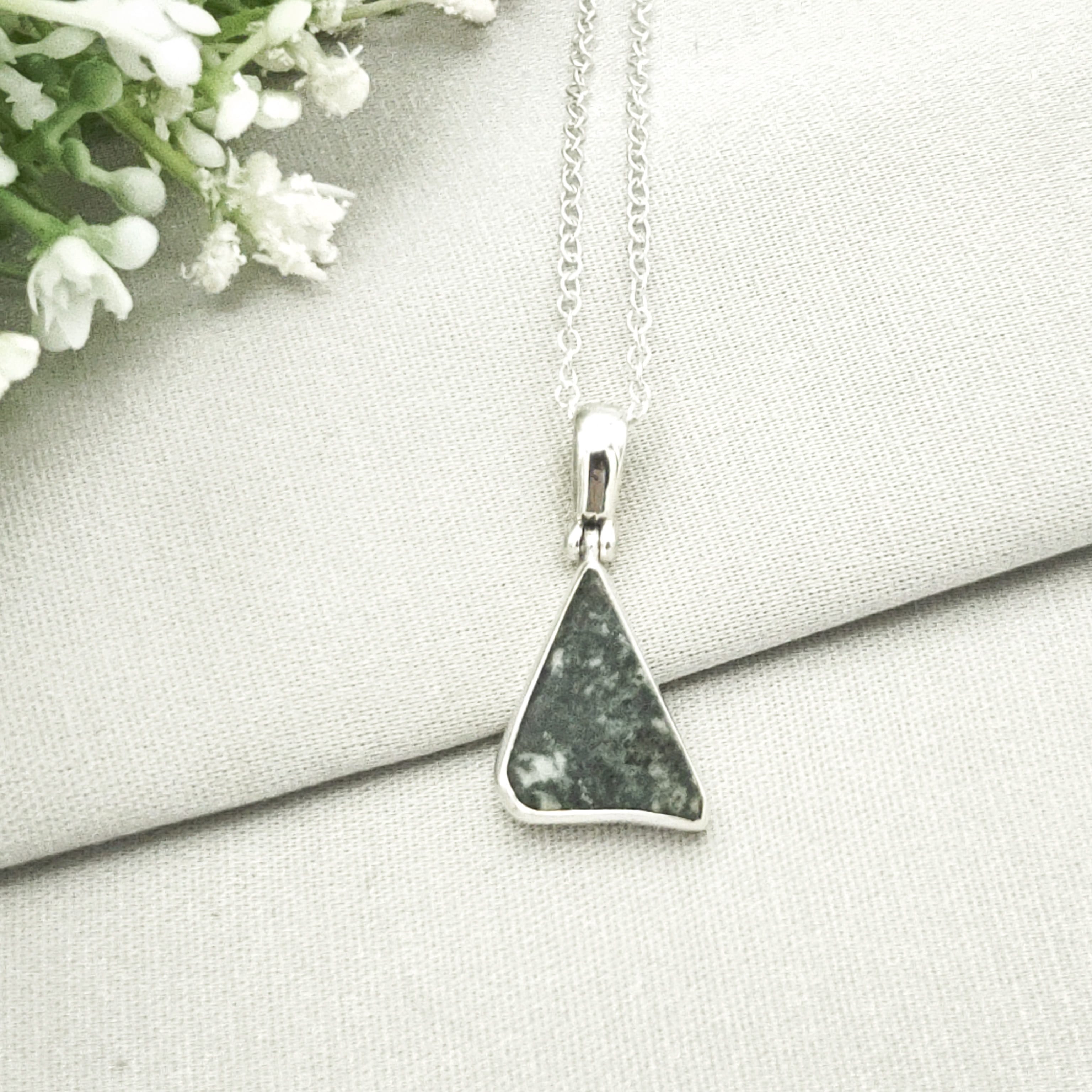 Hepburn and Hughes Welsh Preseli Bluestone Necklace | Stonehenge Spiritual Gift | Sterling Silver
