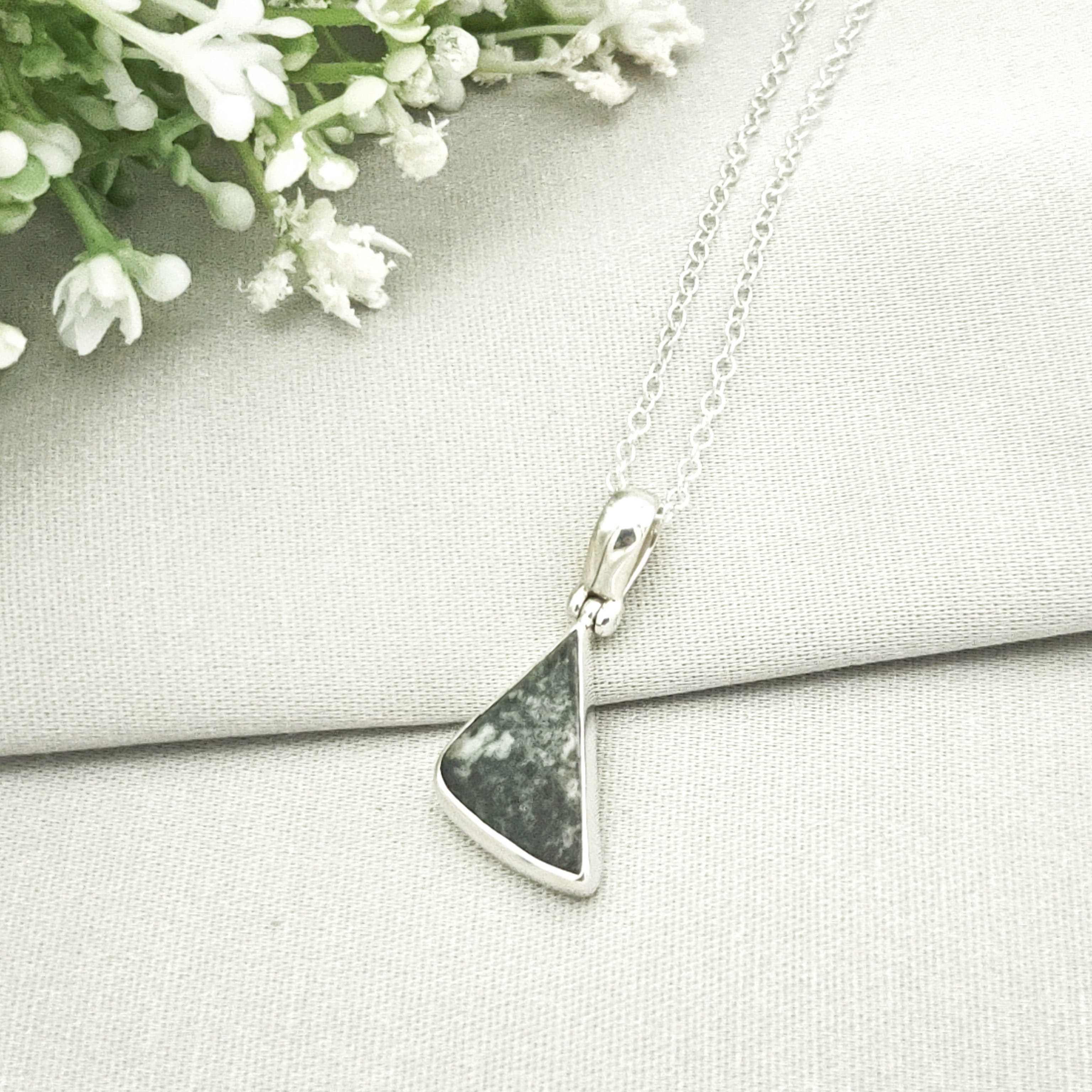 Hepburn and Hughes Welsh Preseli Bluestone Necklace | Stonehenge Spiritual Gift | Sterling Silver