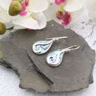 Hepburn and Hughes Abalone Shell Earrings | Teardrop with Swirl | Sterling Silver